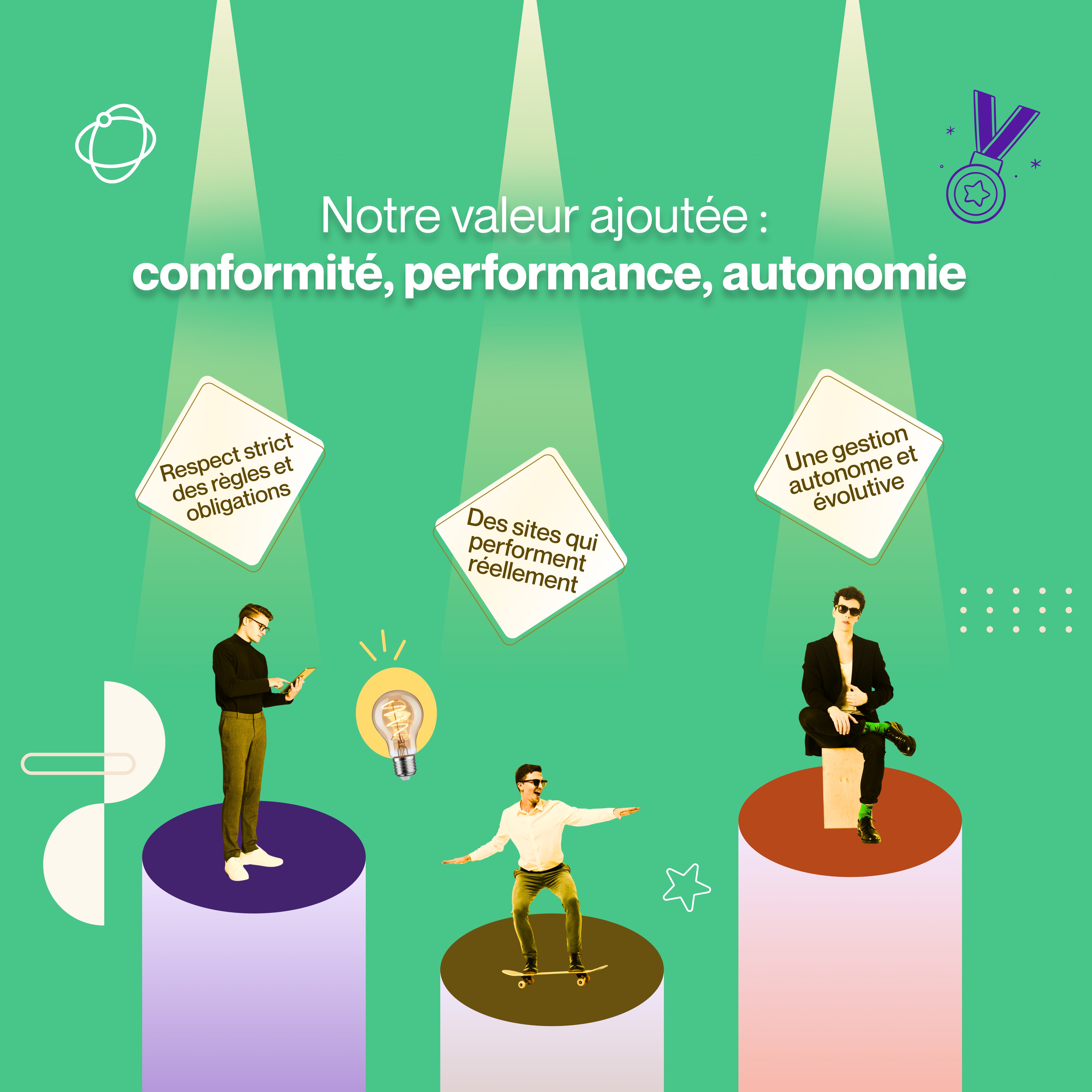 Notre valeur ajoutée Conformité Performance, Autonomie pour votre Site Web Explorez notre valeur ajoutée pour des sites web : respect strict des règles et obligations légales, des sites qui performent réellement, et une gestion autonome et évolutive pour un contrôle total.