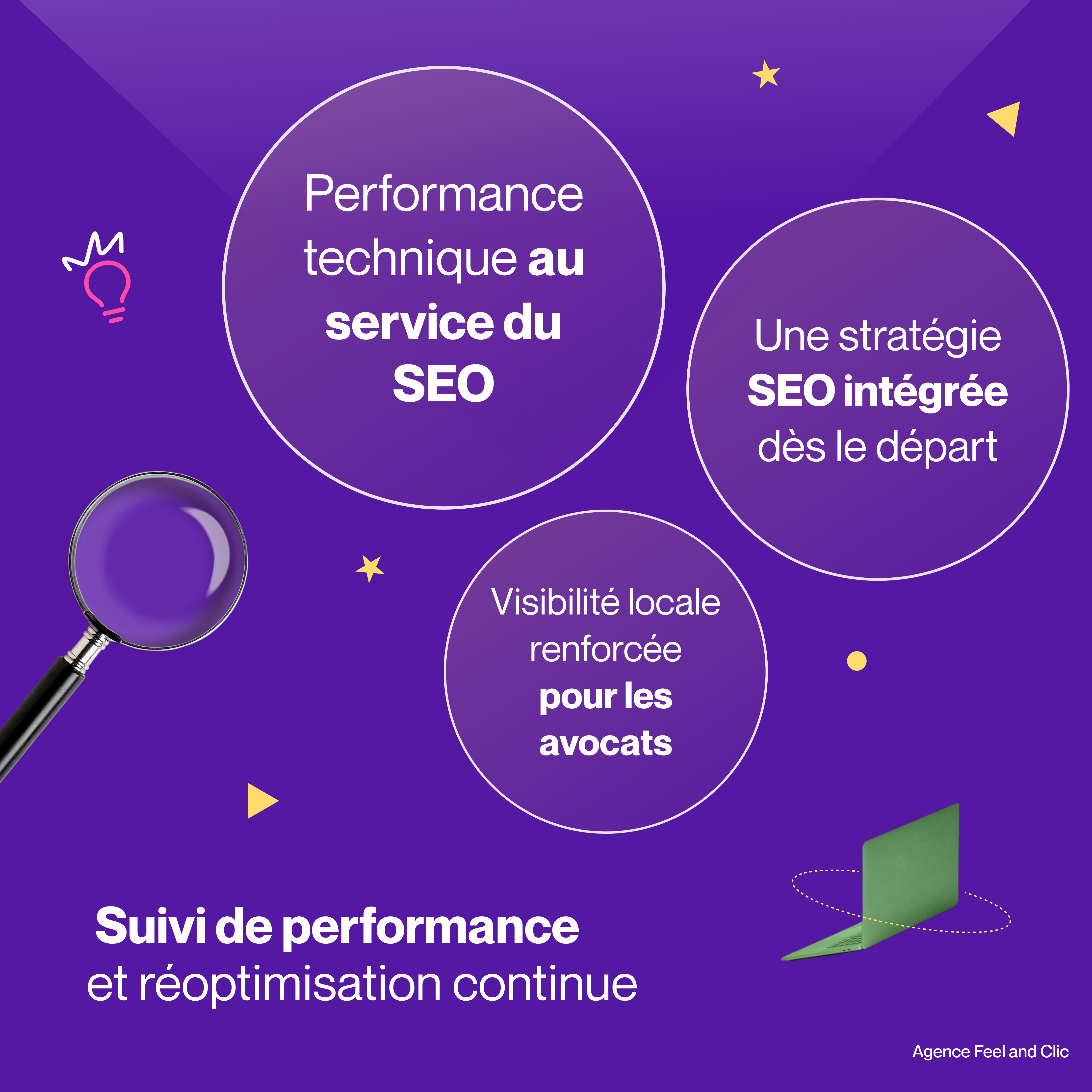 Rédaction web SEO experte Découvrez comment notre agence rédaction SEO optimise votre visibilité en ligne : performance technique, stratégie SEO intégrée, et visibilité renforcée pour avocats. Suivi et réoptimisation continue par Agence Feel and Clic.