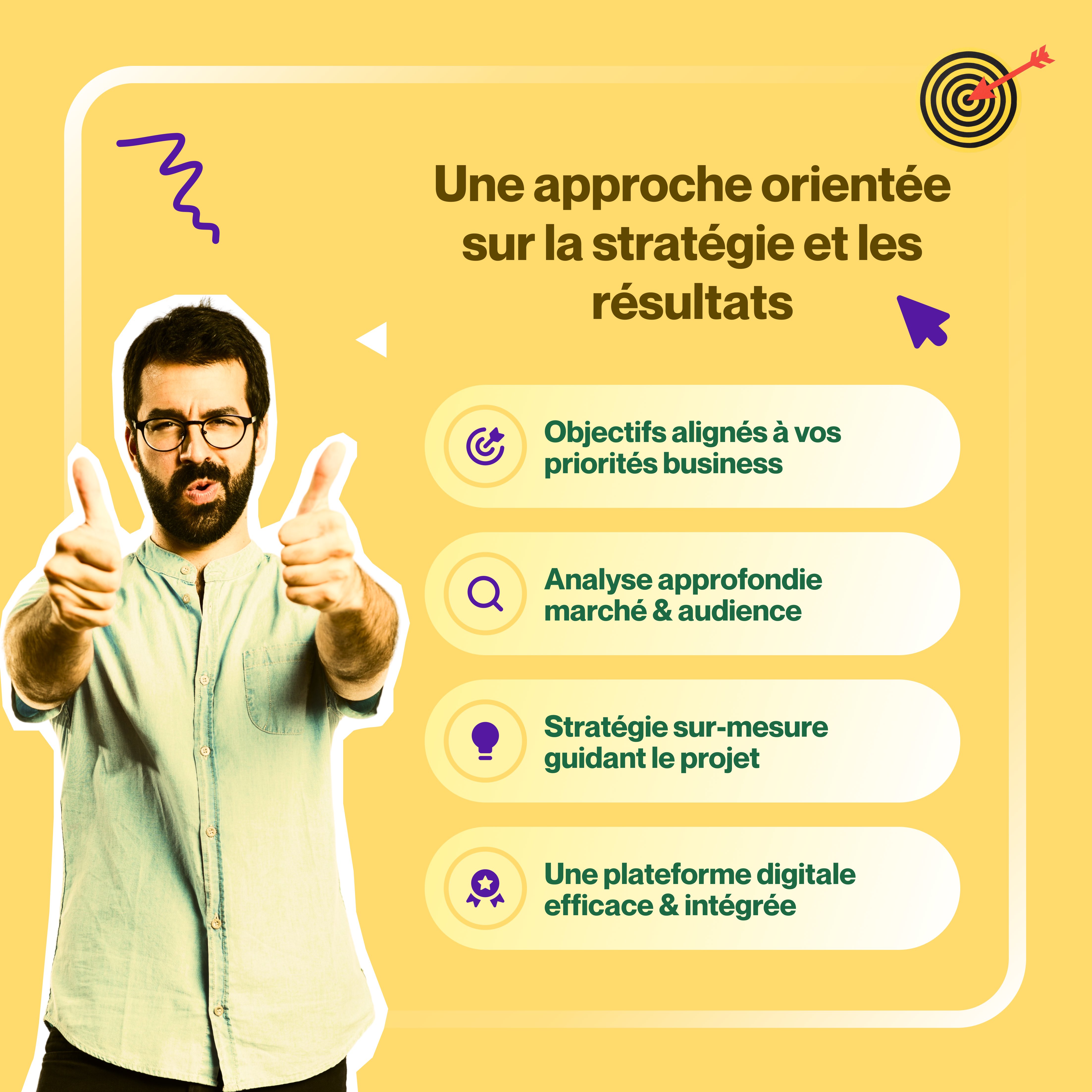 Une approche stratégique et orientée résultats pour votre projet de création site web Lancez votre projet avec une méthodologie axée sur vos objectifs business, une analyse approfondie du marché et de l'audience, et une stratégie sur-mesure qui guide la création d'une plateforme digitale efficace et intégrée.